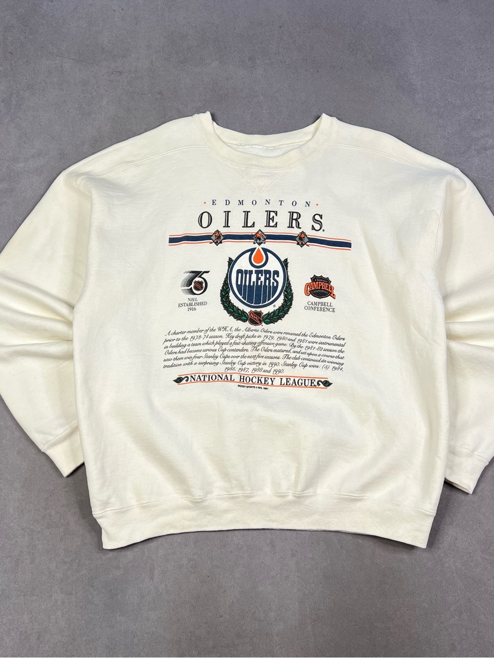 Edmonton Oilers Cream Crewneck Sweatshirt